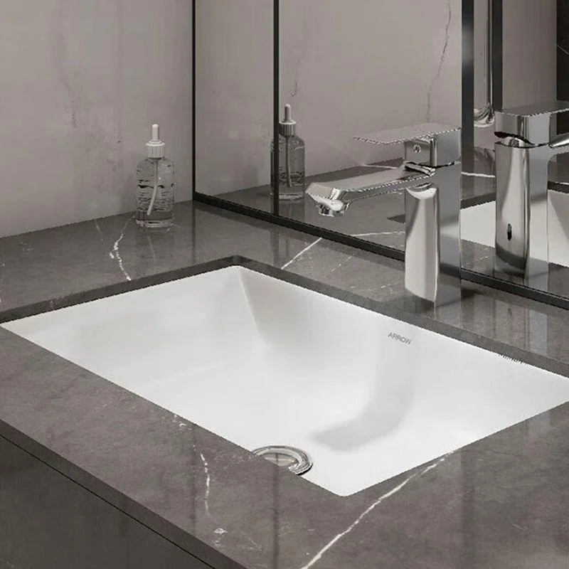 Modern Porcelain Bathroom Sink in White with Overflow Undermount Sink -Bathlova