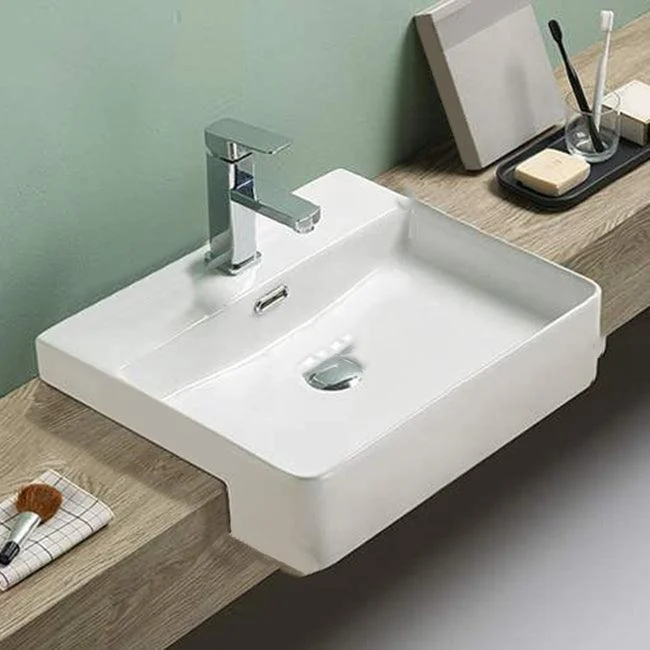 Modern Porcelain Bathroom Sink Rectangular Vessel Lavatory Sink -Bathlova