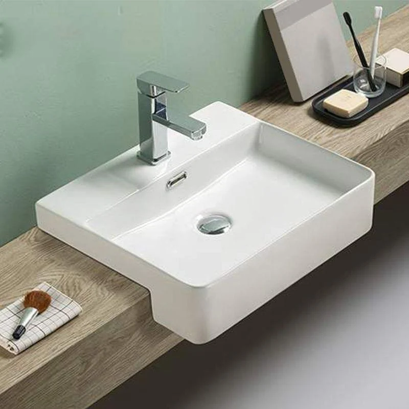 Modern Porcelain Bathroom Sink Rectangular Vessel Lavatory Sink -Bathlova