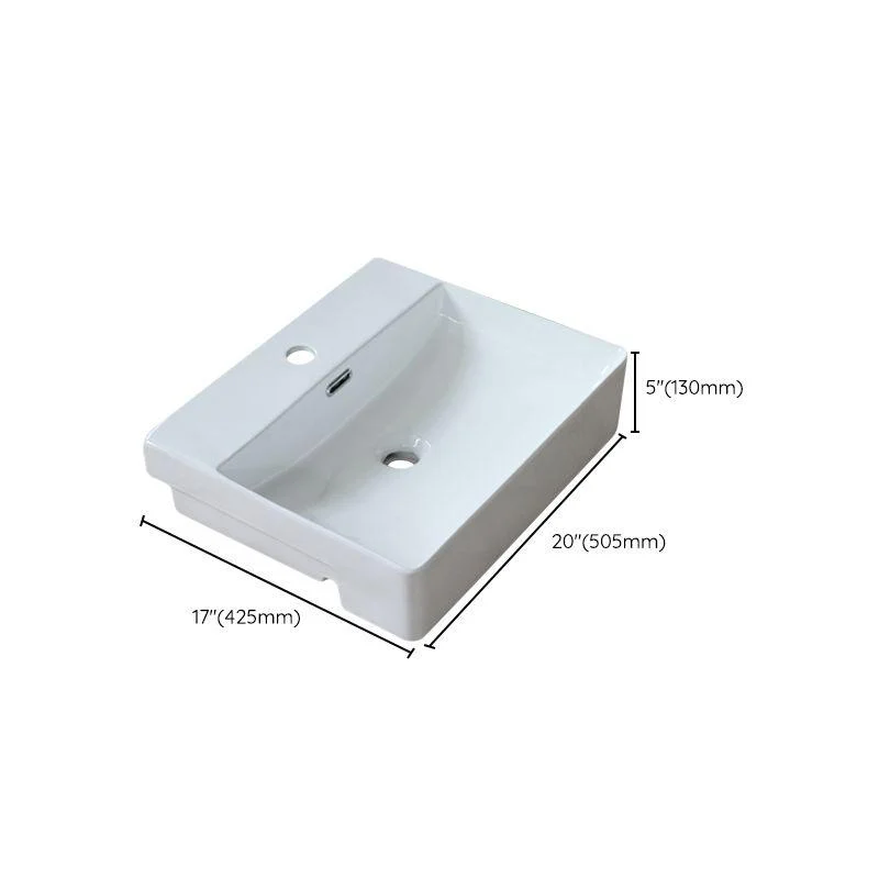 Modern Porcelain Bathroom Sink Rectangular Vessel Lavatory Sink -Bathlova