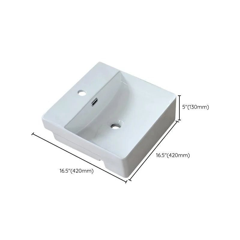 Modern Porcelain Bathroom Sink Rectangular Vessel Lavatory Sink -Bathlova