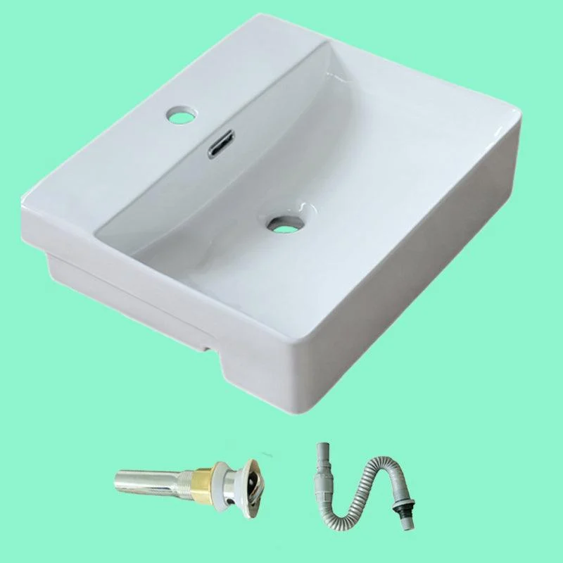 Modern Porcelain Bathroom Sink Rectangular Vessel Lavatory Sink -Bathlova