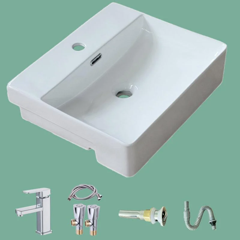 Modern Porcelain Bathroom Sink Rectangular Vessel Lavatory Sink -Bathlova