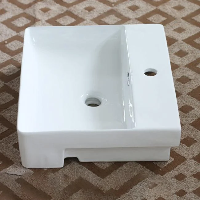 Modern Porcelain Bathroom Sink Rectangular Vessel Lavatory Sink -Bathlova