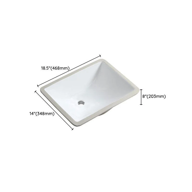 Modern Porcelain Bathroom Sink Undermount Bathroom Sink in White(Not Including Tap) -Bathlova