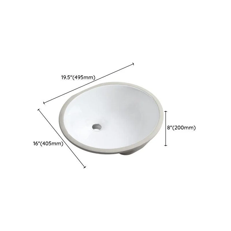 Modern Porcelain Bathroom Sink Undermount Bathroom Sink in White(Not Including Tap) -Bathlova