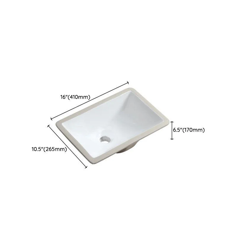 Modern Porcelain Bathroom Sink Undermount Bathroom Sink in White(Not Including Tap) -Bathlova