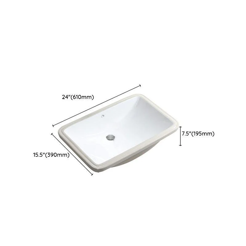 Modern Porcelain Bathroom Sink Undermount Bathroom Sink in White(Not Including Tap) -Bathlova