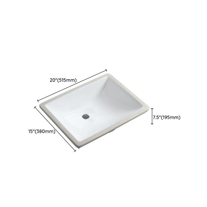 Modern Porcelain Bathroom Sink Undermount Bathroom Sink in White(Not Including Tap) -Bathlova