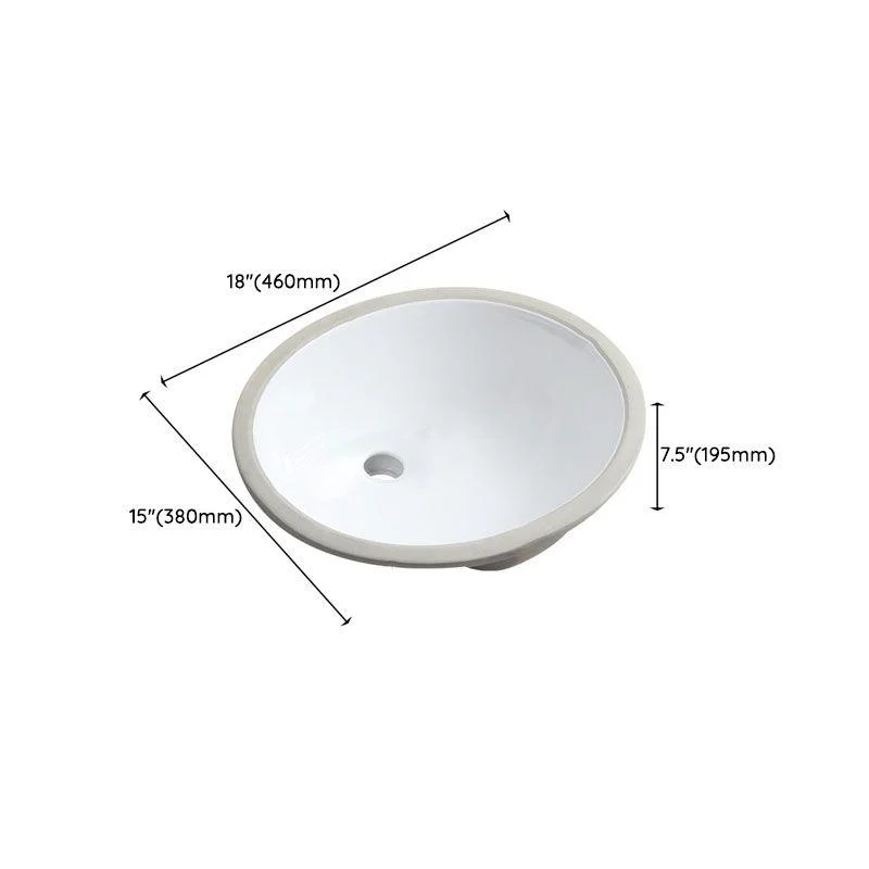 Modern Porcelain Bathroom Sink Undermount Bathroom Sink in White(Not Including Tap) -Bathlova