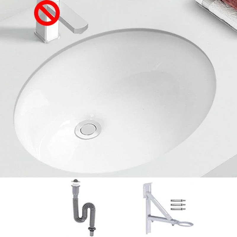 Modern Porcelain Bathroom Sink Undermount Bathroom Sink in White(Not Including Tap) -Bathlova