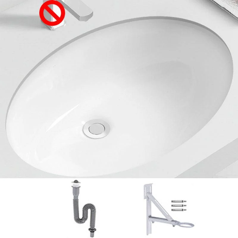 Modern Porcelain Bathroom Sink Undermount Bathroom Sink in White(Not Including Tap) -Bathlova