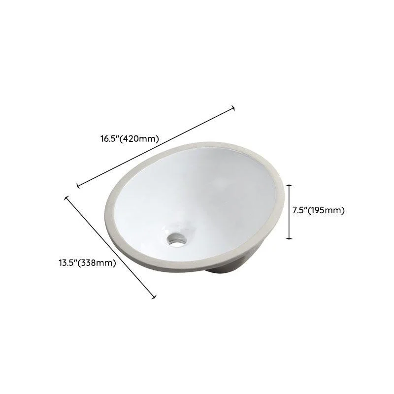 Modern Porcelain Bathroom Sink Undermount Bathroom Sink in White(Not Including Tap) -Bathlova