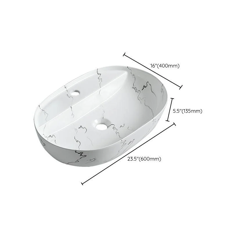 Modern Porcelain Trough Sink Oval-shape Trough Bathroom Sink -Bathlova