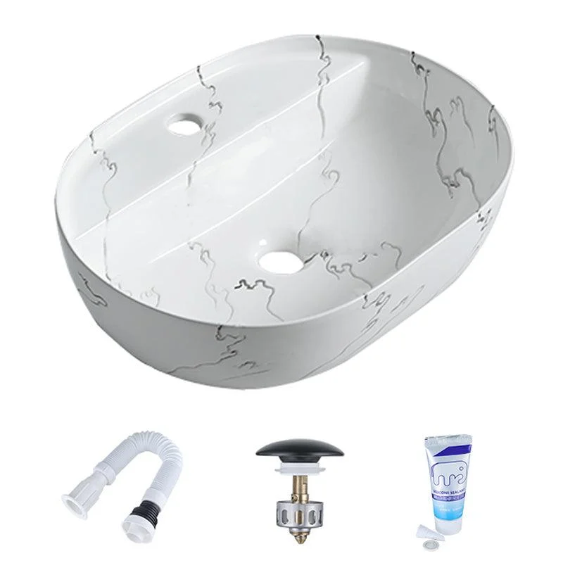 Modern Porcelain Trough Sink Oval-shape Trough Bathroom Sink -Bathlova