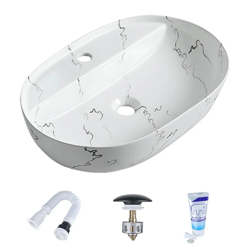 Modern Porcelain Trough Sink Oval-shape Trough Bathroom Sink -Bathlova