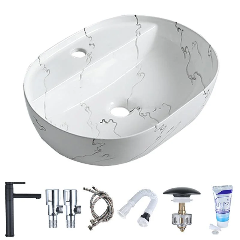 Modern Porcelain Trough Sink Oval-shape Trough Bathroom Sink -Bathlova