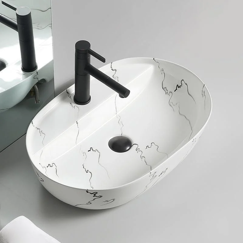 Modern Porcelain Trough Sink Oval-shape Trough Bathroom Sink -Bathlova