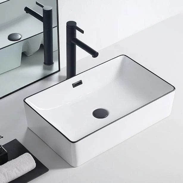 Modern Porcelain Trough Sink Rectangular Trough Bathroom Sink -Bathlova