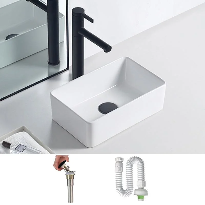 Modern Porcelain Trough Sink Rectangular Trough Bathroom Sink -Bathlova