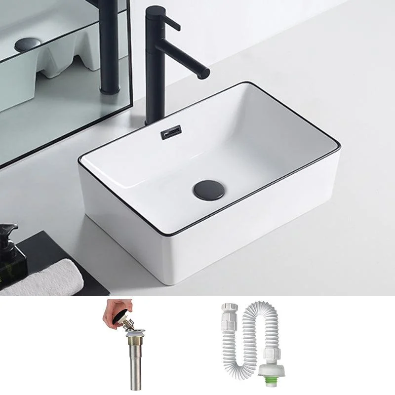 Modern Porcelain Trough Sink Rectangular Trough Bathroom Sink -Bathlova