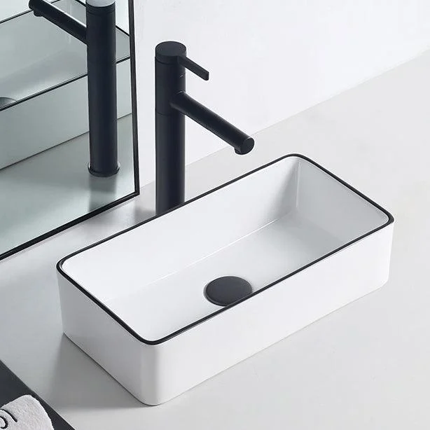 Modern Porcelain Trough Sink Rectangular Trough Bathroom Sink -Bathlova