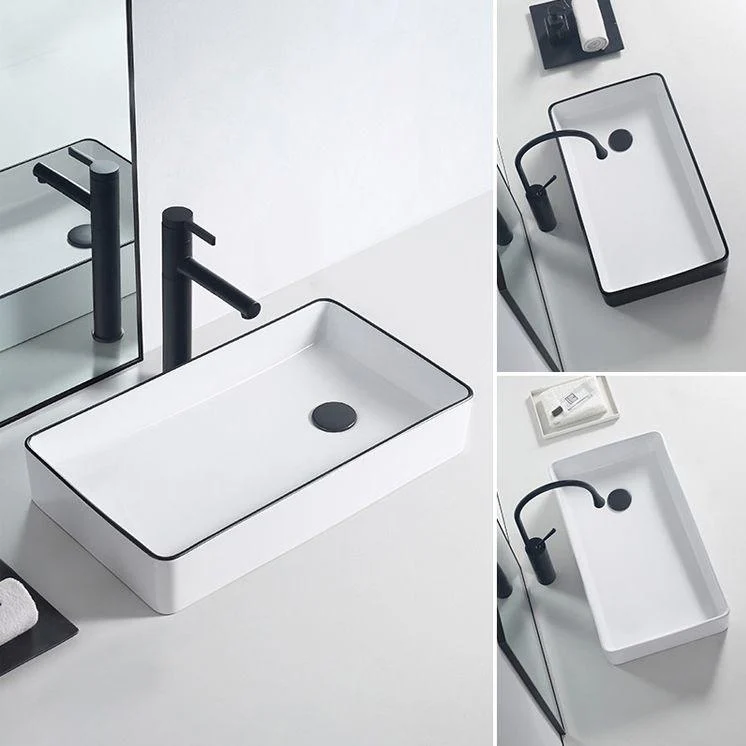 Modern Porcelain Trough Sink White Trough Sink With Basin, and Tap -Bathlova