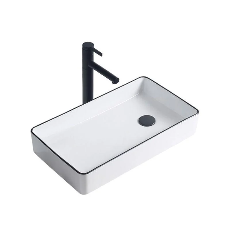 Modern Porcelain Trough Sink White Trough Sink With Basin, and Tap -Bathlova