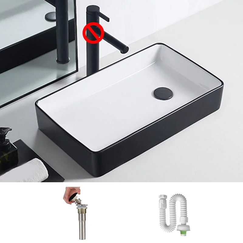 Modern Porcelain Trough Sink White Trough Sink With Basin, and Tap -Bathlova