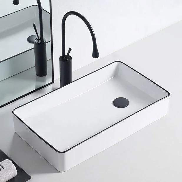 Modern Porcelain Trough Sink White Trough Sink With Basin, and Tap -Bathlova