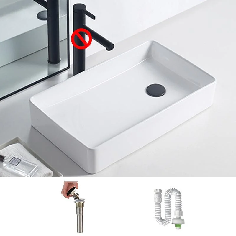 Modern Porcelain Trough Sink White Trough Sink With Basin, and Tap -Bathlova