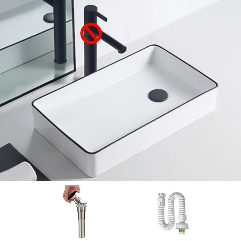 Modern Porcelain Trough Sink White Trough Sink With Basin, and Tap -Bathlova