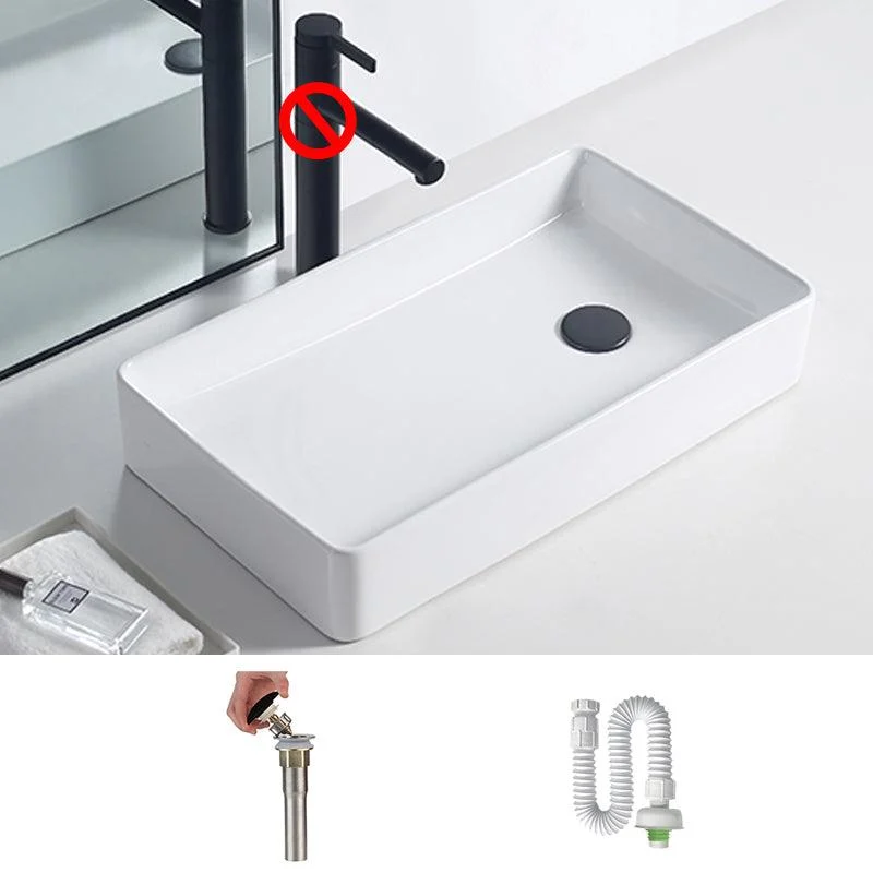 Modern Porcelain Trough Sink White Trough Sink With Basin, and Tap -Bathlova