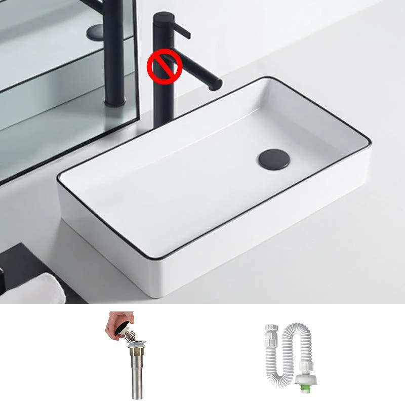 Modern Porcelain Trough Sink White Trough Sink With Basin, and Tap -Bathlova