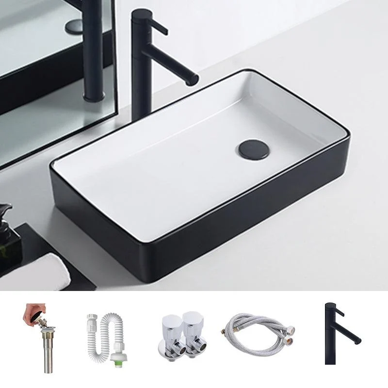 Modern Porcelain Trough Sink White Trough Sink With Basin, and Tap -Bathlova