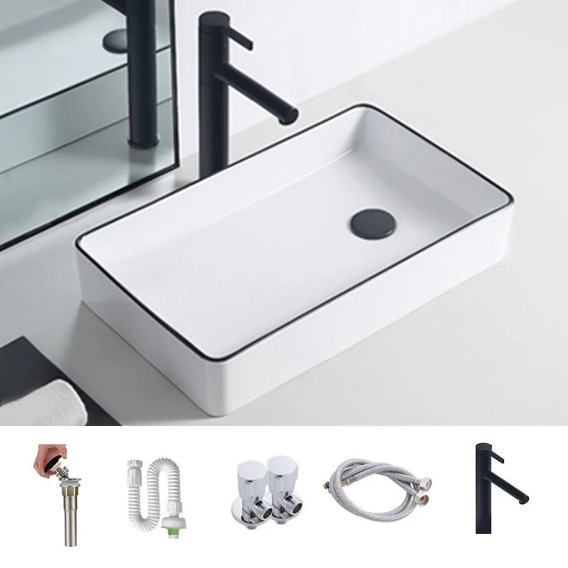 Modern Porcelain Trough Sink White Trough Sink With Basin, and Tap -Bathlova