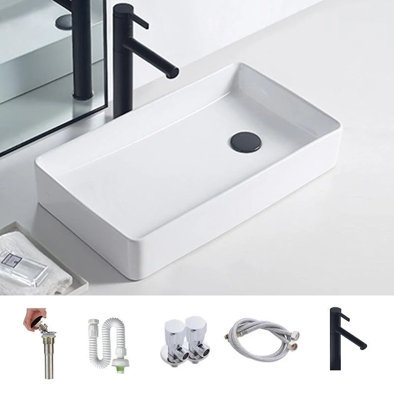 Modern Porcelain Trough Sink White Trough Sink With Basin, and Tap -Bathlova