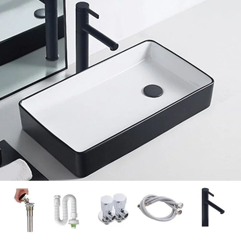 Modern Porcelain Trough Sink White Trough Sink With Basin, and Tap -Bathlova