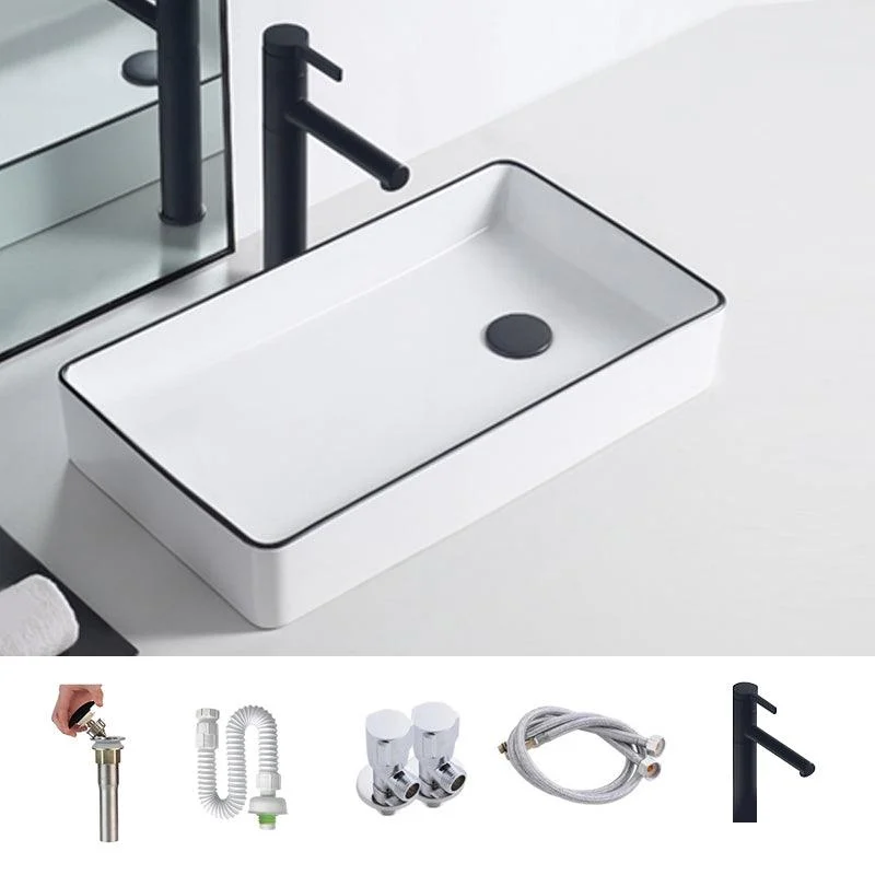 Modern Porcelain Trough Sink White Trough Sink With Basin, and Tap -Bathlova