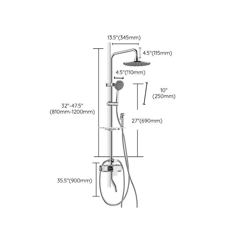 Modern Pressure Balanced Diverter Valve Shower Metal Shower Head Shower Tap On Wall -Bathlova