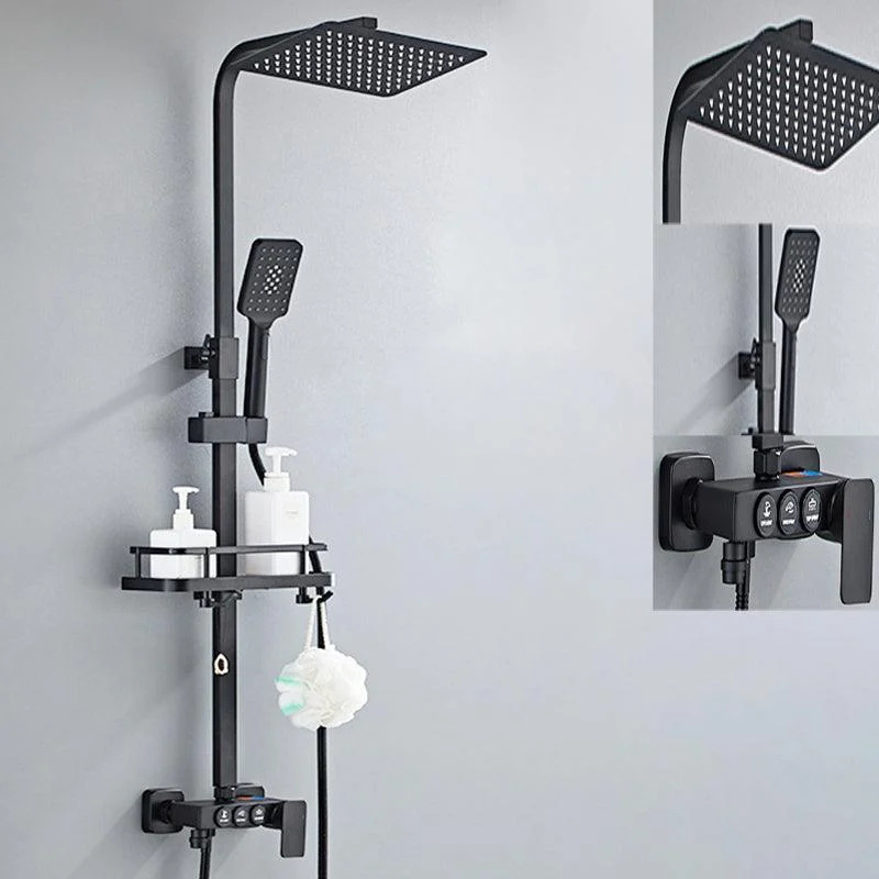 Modern Pressure Balanced Diverter Valve Shower Tap Square Shower System on Wall -Bathlova