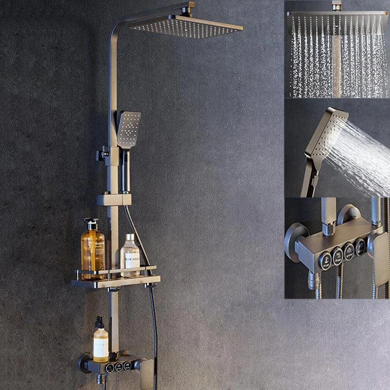 Modern Pressure Balanced Diverter Valve Shower Tap Square Shower System on Wall -Bathlova