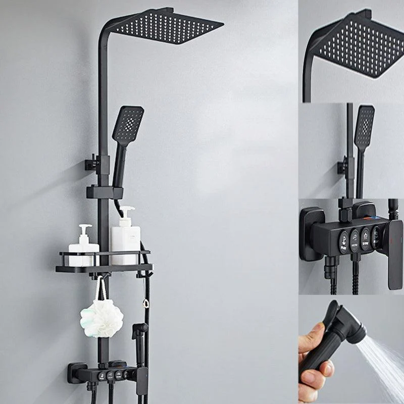 Modern Pressure Balanced Diverter Valve Shower Tap Square Shower System on Wall -Bathlova