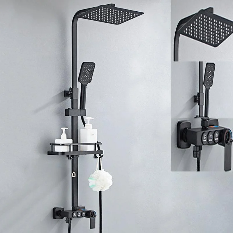 Modern Pressure Balanced Diverter Valve Shower Tap Square Shower System on Wall -Bathlova