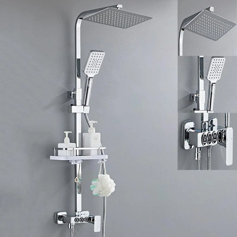 Modern Pressure Balanced Diverter Valve Shower Tap Square Shower System on Wall -Bathlova