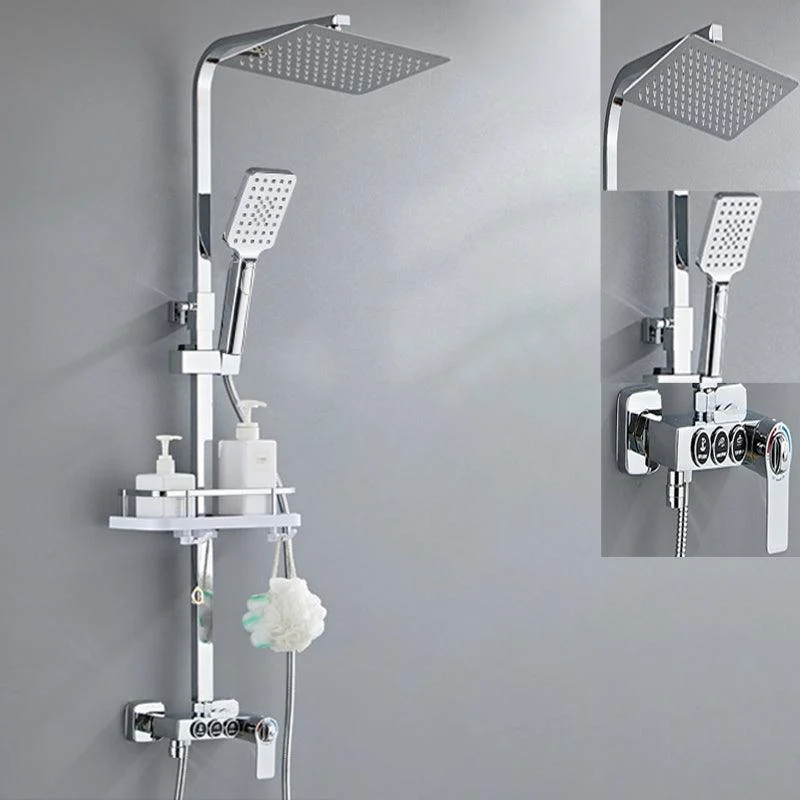 Modern Pressure Balanced Diverter Valve Shower Tap Square Shower System on Wall -Bathlova