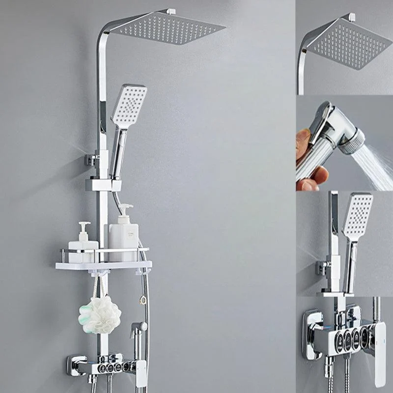 Modern Pressure Balanced Diverter Valve Shower Tap Square Shower System on Wall -Bathlova