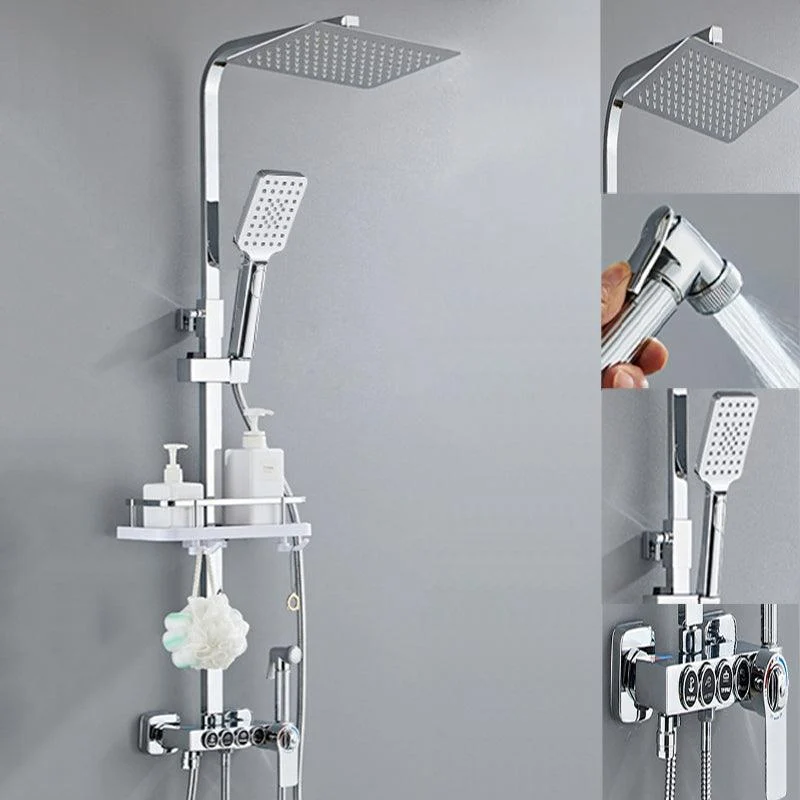 Modern Pressure Balanced Diverter Valve Shower Tap Square Shower System on Wall -Bathlova