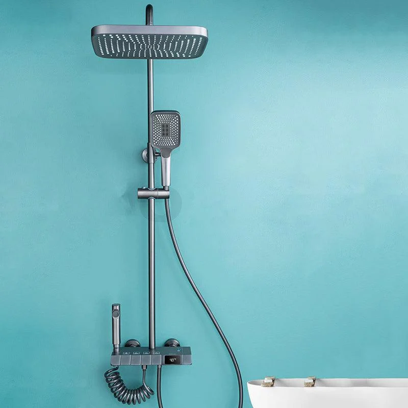 Modern Pressure Balanced Diverter Valve Shower Tap Square Shower System on Wall -Bathlova