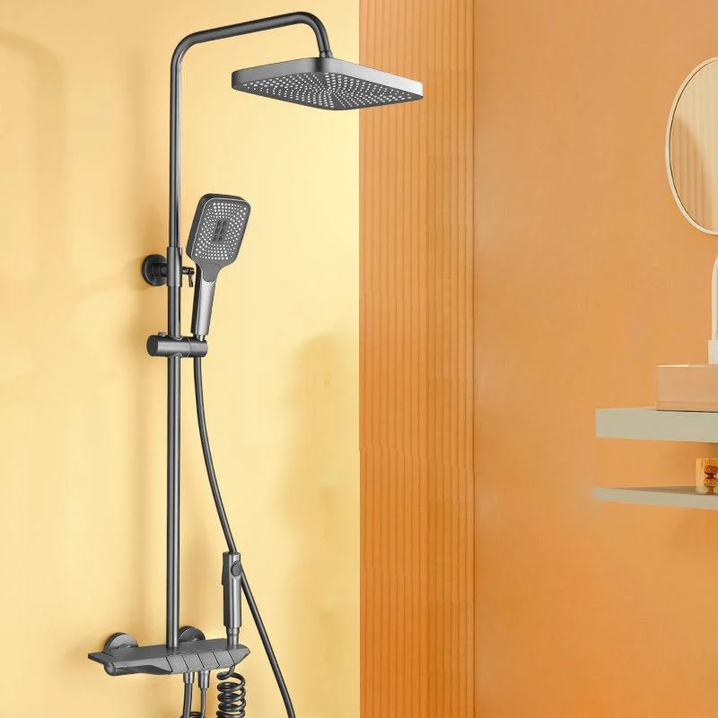 Modern Pressure Balanced Diverter Valve Shower Tap Square Shower System on Wall -Bathlova